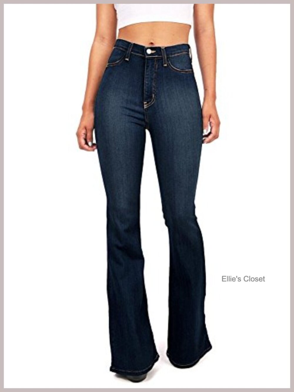 High Waist Flared Bell Bottom Denim Jeans Fitted Stretch